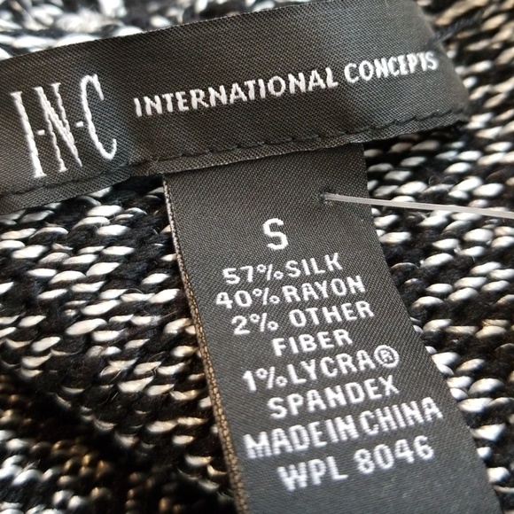 INC ▪ Silk Wrap Cardigan w/ Tie, Shawl Collar - Picture 9 of 12